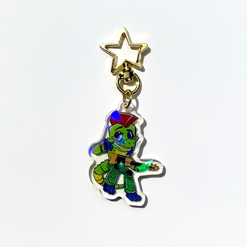 Mohawk Key Chain Monty Gator Holographic Acrylic - Etsy