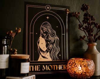 THE MOTHER Tarot Print A4 / Black and Gold Foil Print / Mothers Day Gift / Mama Merch / Bedroom Print / Mothers Day Card/ Mothers print