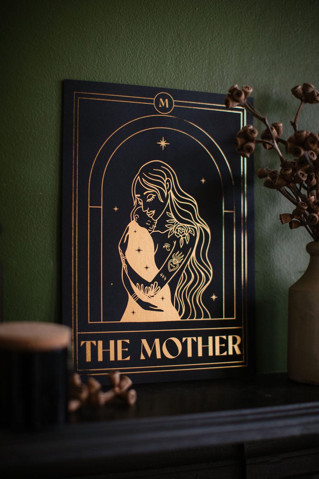THE MOTHER Tarot Print A4 / Black and Gold Foil Print / Mothers Day Gift / Mama Merch / Bedroom Print / Mothers Day Card/ Mothers print