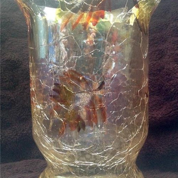 Crackle Glass Vase Etsy UK