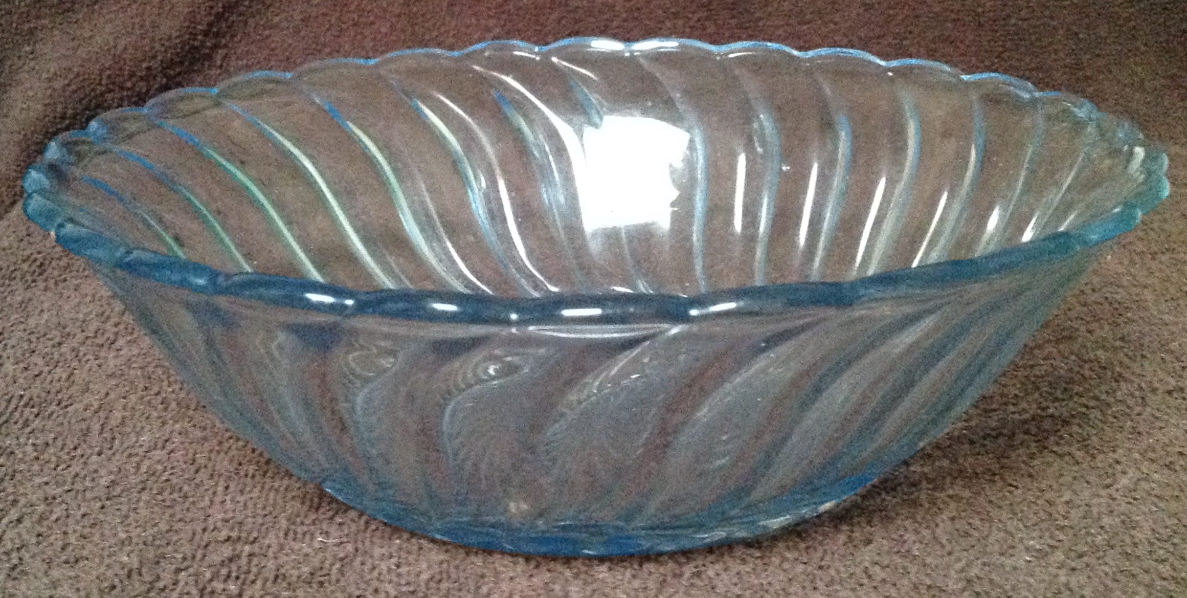 Vintage 1940s Stylish Blue Glass Fruit Bowl / Serving Dish Etsy