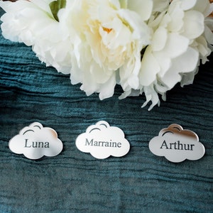 Platzhalter aus Plexiglas in Wolkenform, für Taufe, Geburtstag, Kommunion, Hochzeit, originelle Tischdekoration