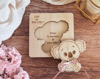 Surprise request for godfather to personalize, original pregnancy announcement puzzle, future birth on the Koala theme