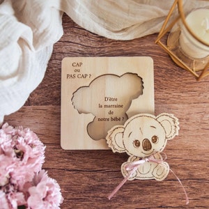 Demande surprise pour parrain marraine à personnaliser, puzzle annonce originale de grossesse, future naissance sur le thème Koala