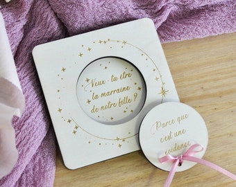 Demande surprise pour parrain marraine à personnaliser, puzzle annonce originale de grossesse, future naissance thème Poussière d'étoiles