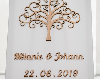 Arbre à empreintes pour mariage - tableau mariage - toile - arbre de vie - mariage, anniversaire, baptême, cérémonie