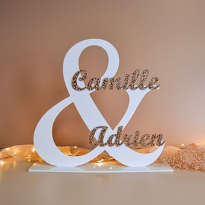 Letrero de madera para decoración de bodas y con nombres - acrónimo, letra gigante para colocar - decoración de mesa - urna de boda - nombre de madera