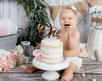 Cake topper &quot;One&quot; to decorate birthday cake, child&#39;s first birthday, plexiglass, smash the cake