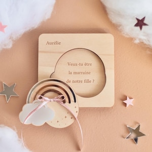 Demande surprise pour parrain marraine à personnaliser, puzzle annonce originale de grossesse, future naissance sur le thème Arc en ciel