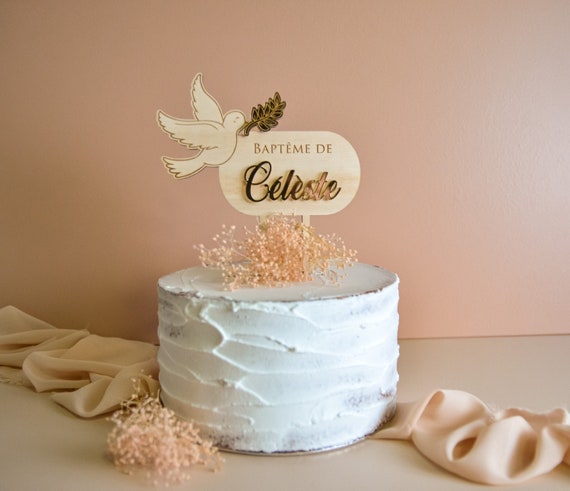 Cake topper Colombe à personnaliser, pour gâteau d'anniversaire ou baptême  bébé enfant, décoration de gâteau - Etsy France