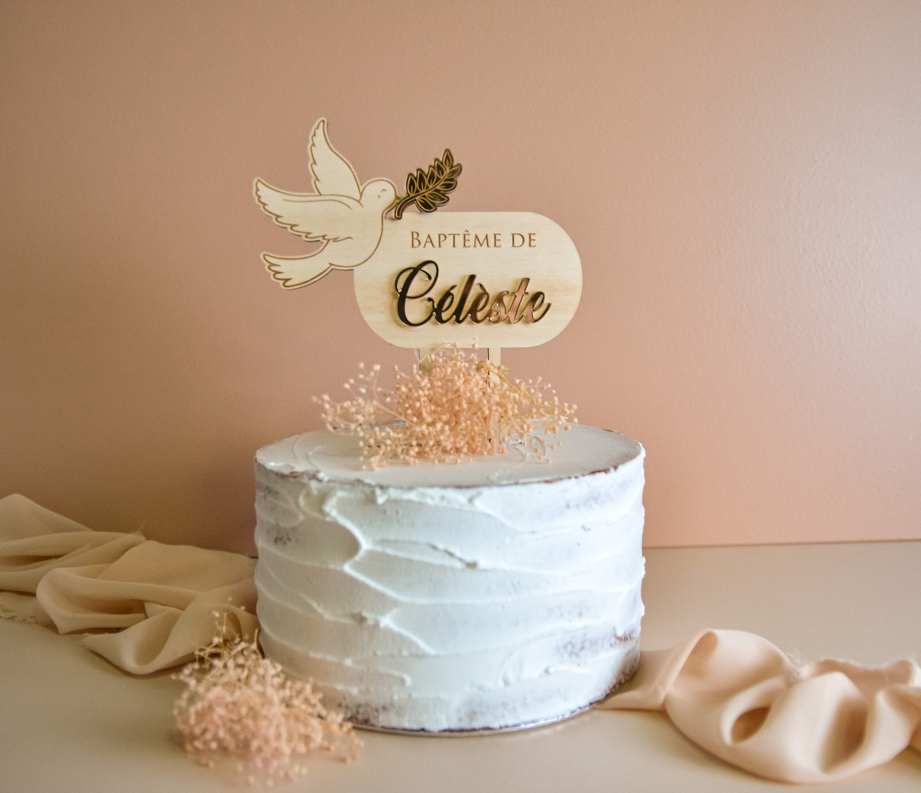 Personalized Dove Cake Topper, for baby or child's birthday cake or baptism, cake decoration