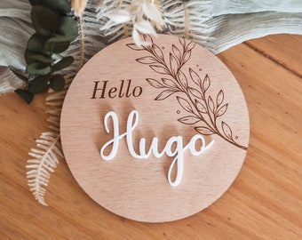 Baby name announcement card, baby keepsake, baby photo, nursery or baby room decoration gift idea