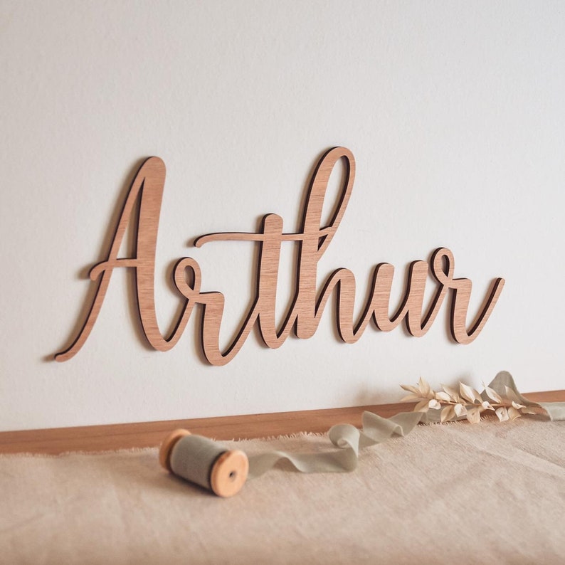 Wooden first name to personalize, wall decoration to decorate a child's room or party, birthday, babyshower, birth gift image 1