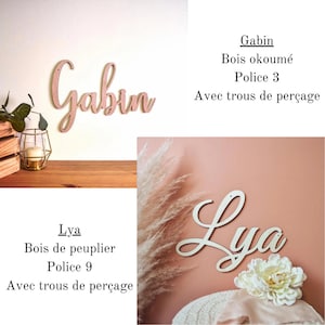 Prénom en bois à personnaliser pour décorer une chambre enfant ou bébé, décoration murale, coffre à jouets, cadeau naissance, anniversaire image 4