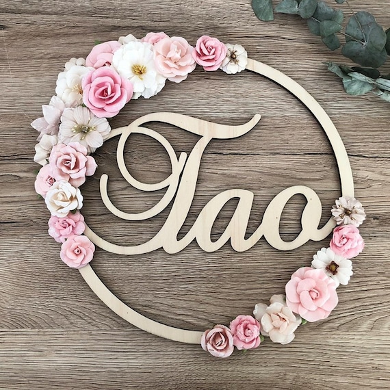 Couronne De Fleurs Avec Prenom Personnalise Suspension En Etsy