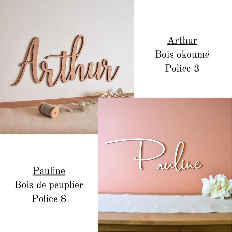 Custom-made wooden first name or word sign to personalize to decorate a child's or baby's room, birth gift, birthday, baptism image 3