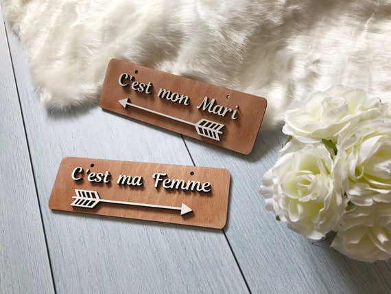 Decoration Monsieur and Madame for wedding-Mr Mrs-wooden decoration for the chairs of the bride and groom