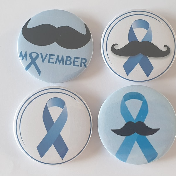 badge Movember, badge 58mm, ruban bleu