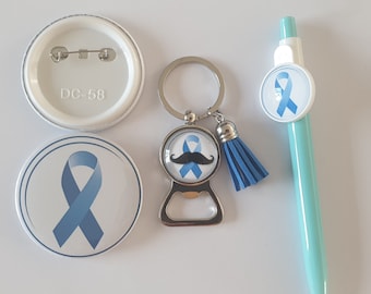 badge Movember, ruban bleu, lutte contre le cancer