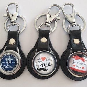 porte clés papa, cadeau papa, porte clés simili cuir papa, je t'aime papa