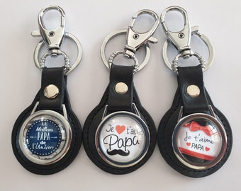 porte clés papa, cadeau papa, porte clés simili cuir papa, je t'aime papa