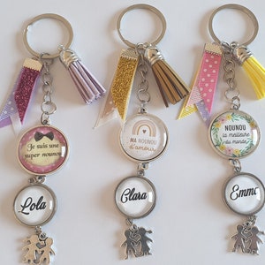 personalized nanny key ring, nanny gift, personalized nanny