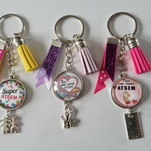 Atsem Meesteres cadeau, Atsem sleutelhanger, Meesteres cadeau, aanpasbare Meesteres sleutelhanger