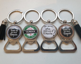 porte clés témoin mariage," veux tu être mon témoin", décapsuleur mariage,"un témoin qui déchire"