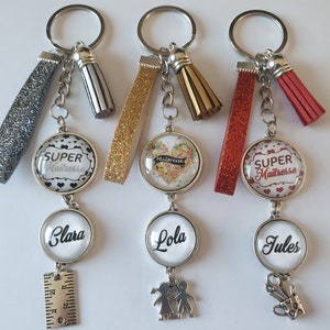 super meesteres sleutel deur met kind voornaam, meester geschenk, aanpasbare meesteres sleutel deur
