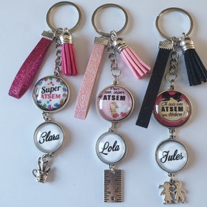 atsem cadeau, sleutelhanger "dank u atsem", gepersonaliseerde sleutelhanger Atsem