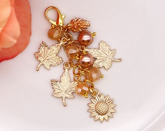 Fall Leaves Planner Charm/ Fall Flower Charm/ Planner Charms/ Travelers Notebook Charms/ Planner Charm For Tn/ chunky planner Charm.
