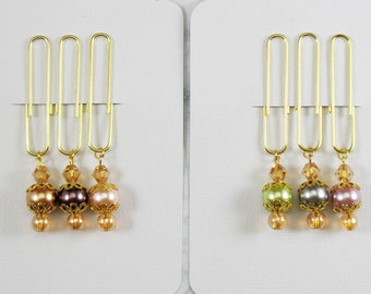 Gold Pearl Paper Clips, Set of 3 Flower Planner Paper clips, Tn Clips, Planner bookmarks, Planner Paper Clips, Planner Page Clips