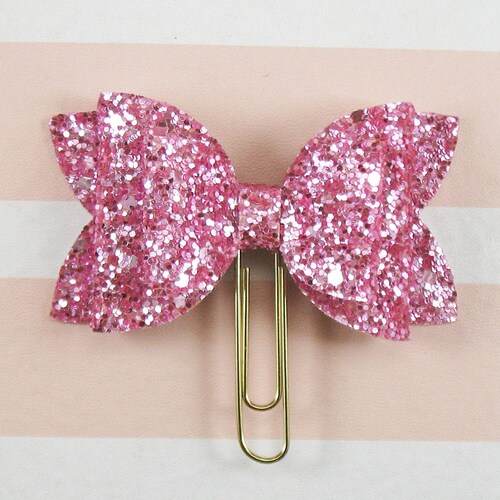 Bow Planner Paper Clip Glitter Bow Planner Clip Pink Bow Etsy