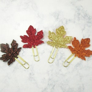 Fall Planner Clips - Glitter Leaves Planner Clips, Leaf Planner Clips, Fall Planner Accessories, Happy Planner Accessories, Fall paper clips