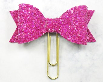 Bow Planner Paper Clip, Pink Glitter Bow Planner Clip, Planner Paper Clip, Bow Paperclip, Bookmark, Planner Bows.