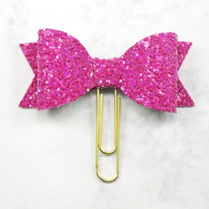 Bow Planner Paper Clip, Pink Glitter Bow Planner Clip, Planner Paper Clip, Bow Paperclip, Bookmark, Planner Bows.