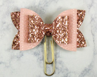 Bow Planner Paper Clip, Glitter Bow Planner Clip, Pink Bow Planner Paper Clip, Bow clip, Bookmark, Planner Bow.
