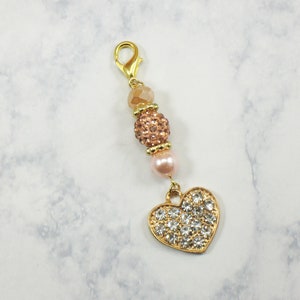 Gold Heart Planner Charm/ Tn Charm/ Midori Charm/ Travelers Notebook Charm/ Planner Clips/ Purse Charm/ Travelers Notebook accessories