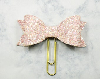 Bow Planner Paper Clip, Pink Glitter Bow Planner Clip, Planner Paper Clip, Bow Paperclip, Bookmark, Planner Bows.