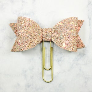 Bow Planner Paper Clip, Peach Glitter Bow Planner Clip, Planner Paper Clip, Bow Paperclip, Bookmark, Planner Bows, Filofax, Happy Planner