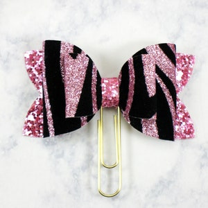 Bow Planner Paper Clip, Pink and Black Bow Planner Clip, Planner Paper Clip, Bow Paperclip, Bookmark, Planner Bows.