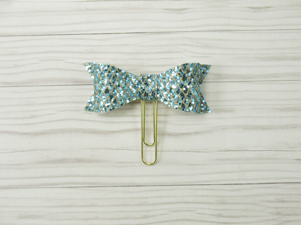 Set of Two Bow Planner Paper Clips Glitter Bow Paper Clips Etsy