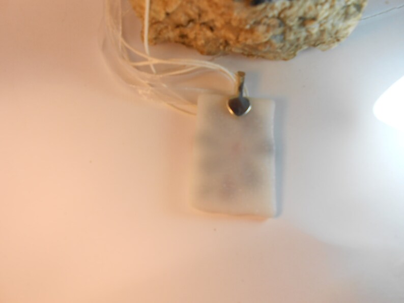 black black rectangle necklace in fusing glass and silver boho style