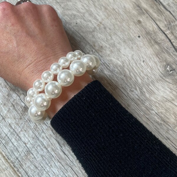 Bracelets duo perles ivoires