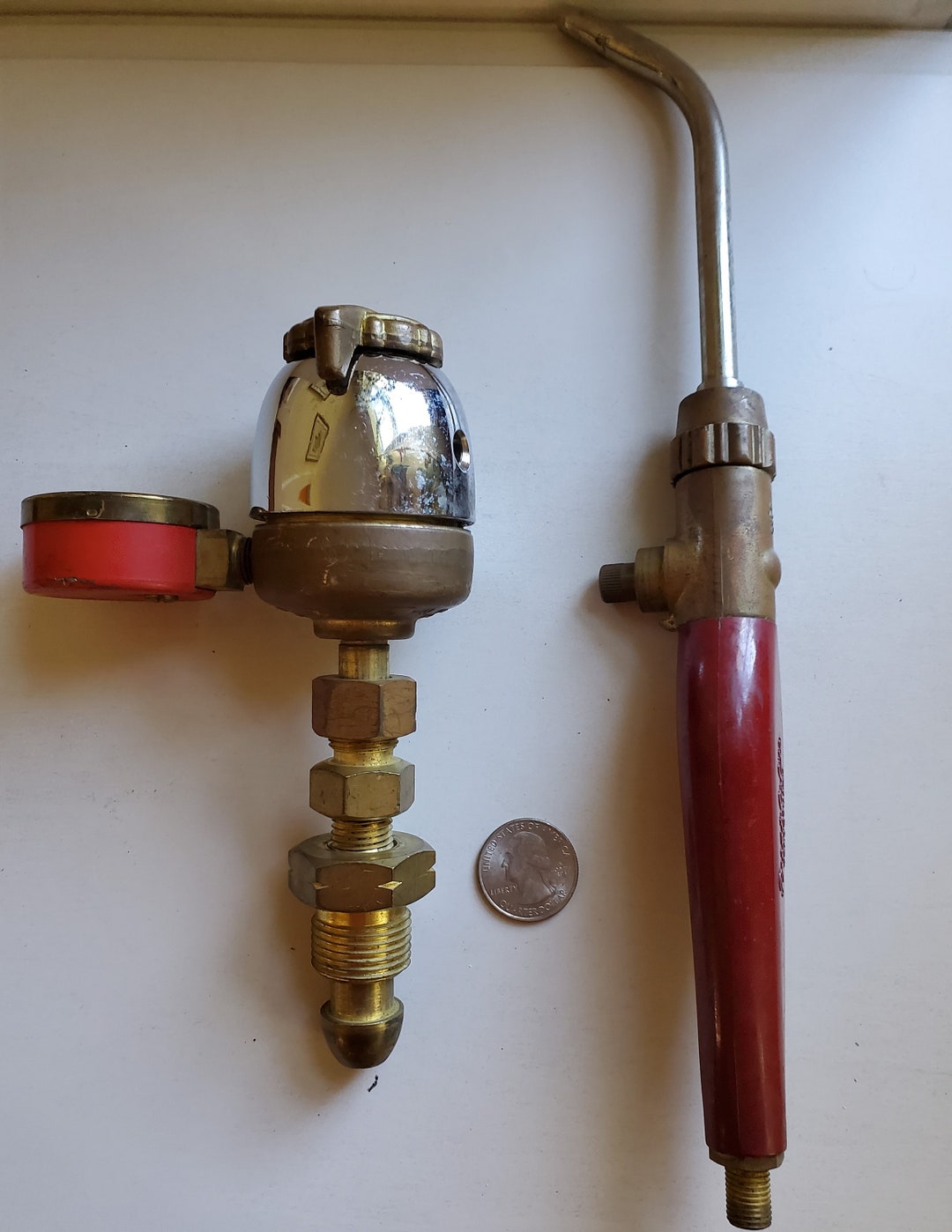 Mid 20th C. Acetylene Brazing Torch and Regulator, Prestolite Type