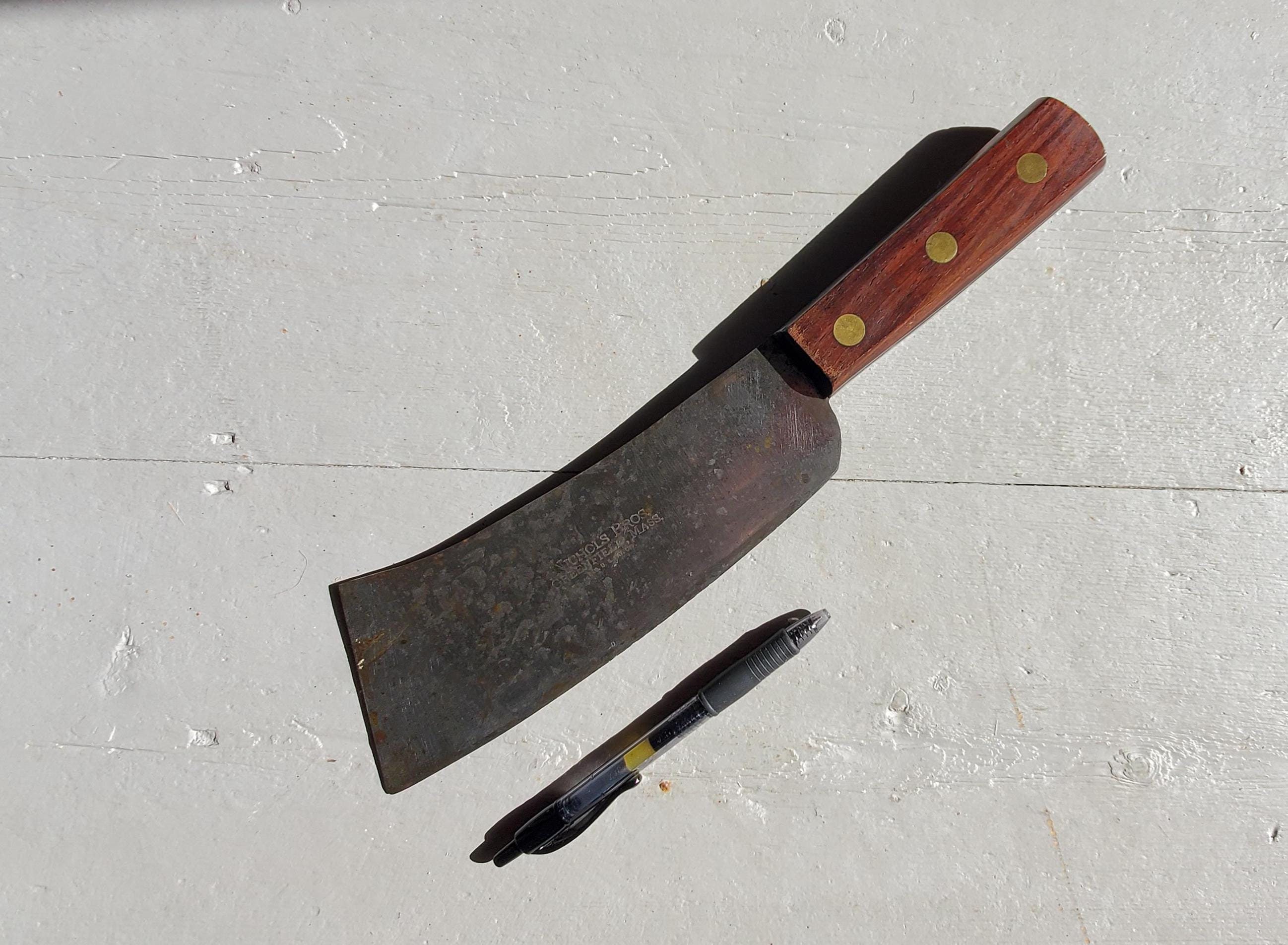 Early 20th C Nichols Bros Meat Cleaver, Butcher's Knife, Nice