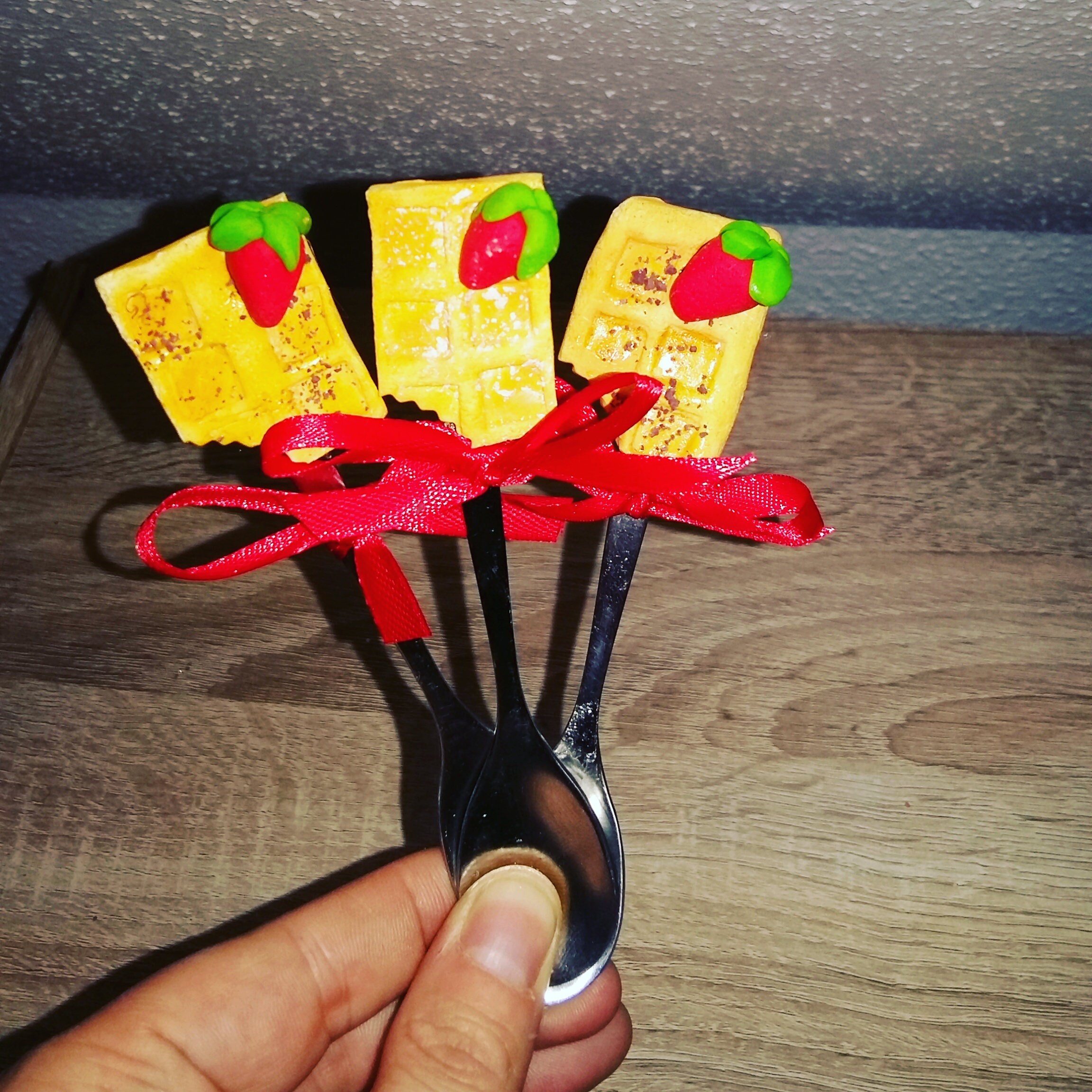 Cuillères Gaufres en Fimo