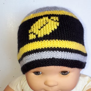 Bonnet tricot bébé, en laine, rugby, taille 3 mois image 2