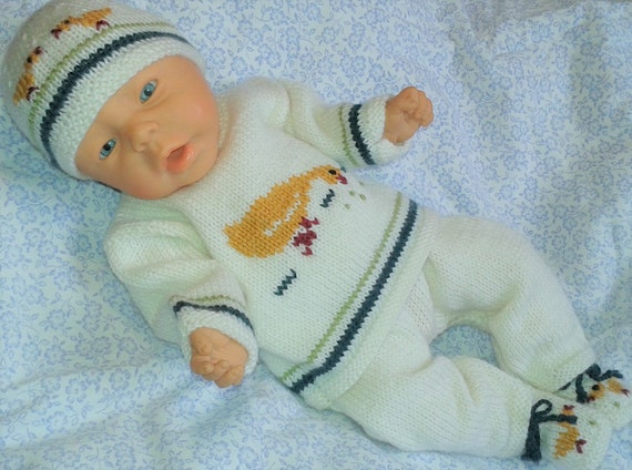 Ensemble Bebe Premature Tricot Main Layette Blanc En Laine Etsy France
