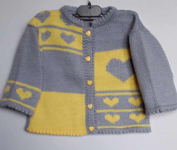 Gilet Jacket Bebe Girl Cardigan 12 Months Knit Hand Layette Etsy